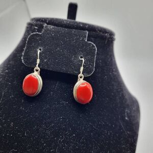 Artisan Made Carnelian with Sterling Silver Pendant Drop Dangle Earrings